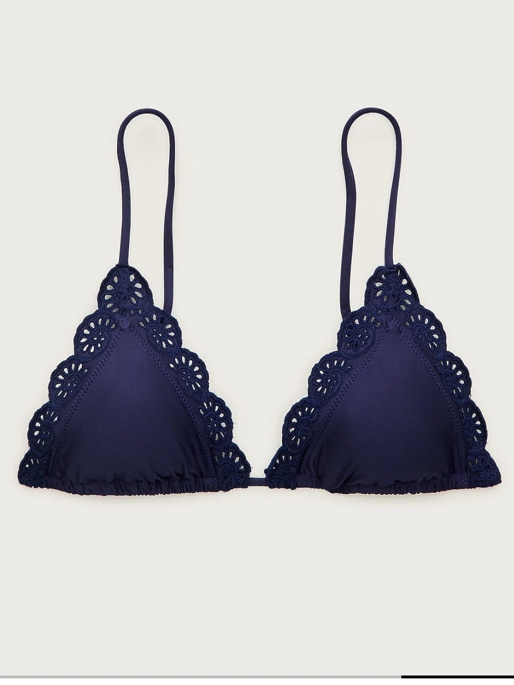 J. Crew Navy Crochet-Trim Triangle Bikini Top